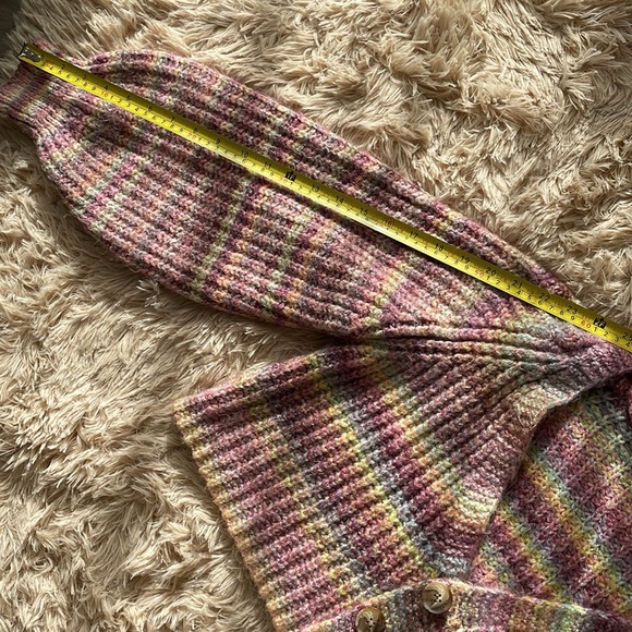 Urban Outfitters Sydney multi color Pink Balloon Sleeve Cardigan Sweater xs - Picture 7 of 8